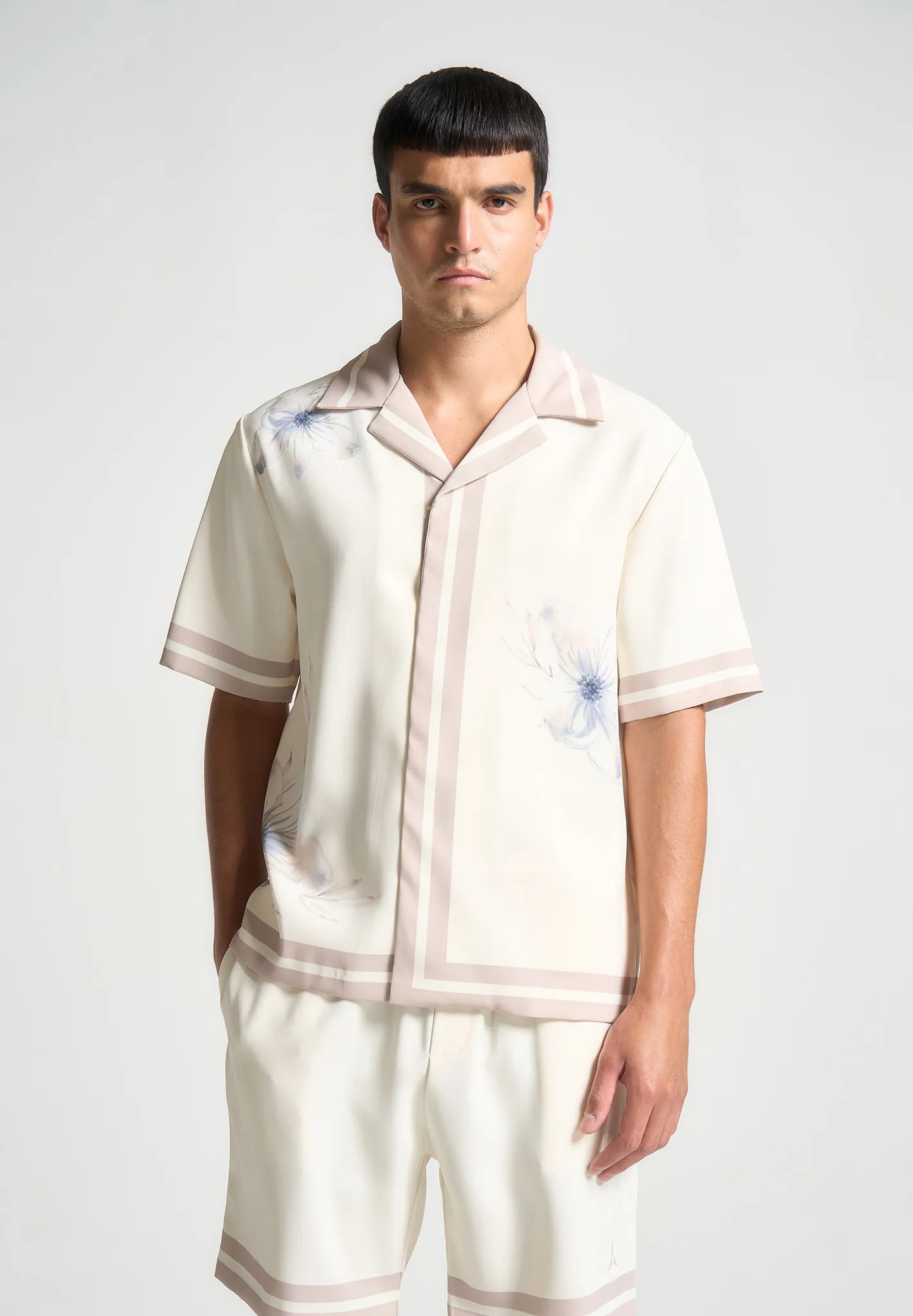 Floral Border Resort Shirt - Cream sold by Maniere De Voir product image thumbnail 5