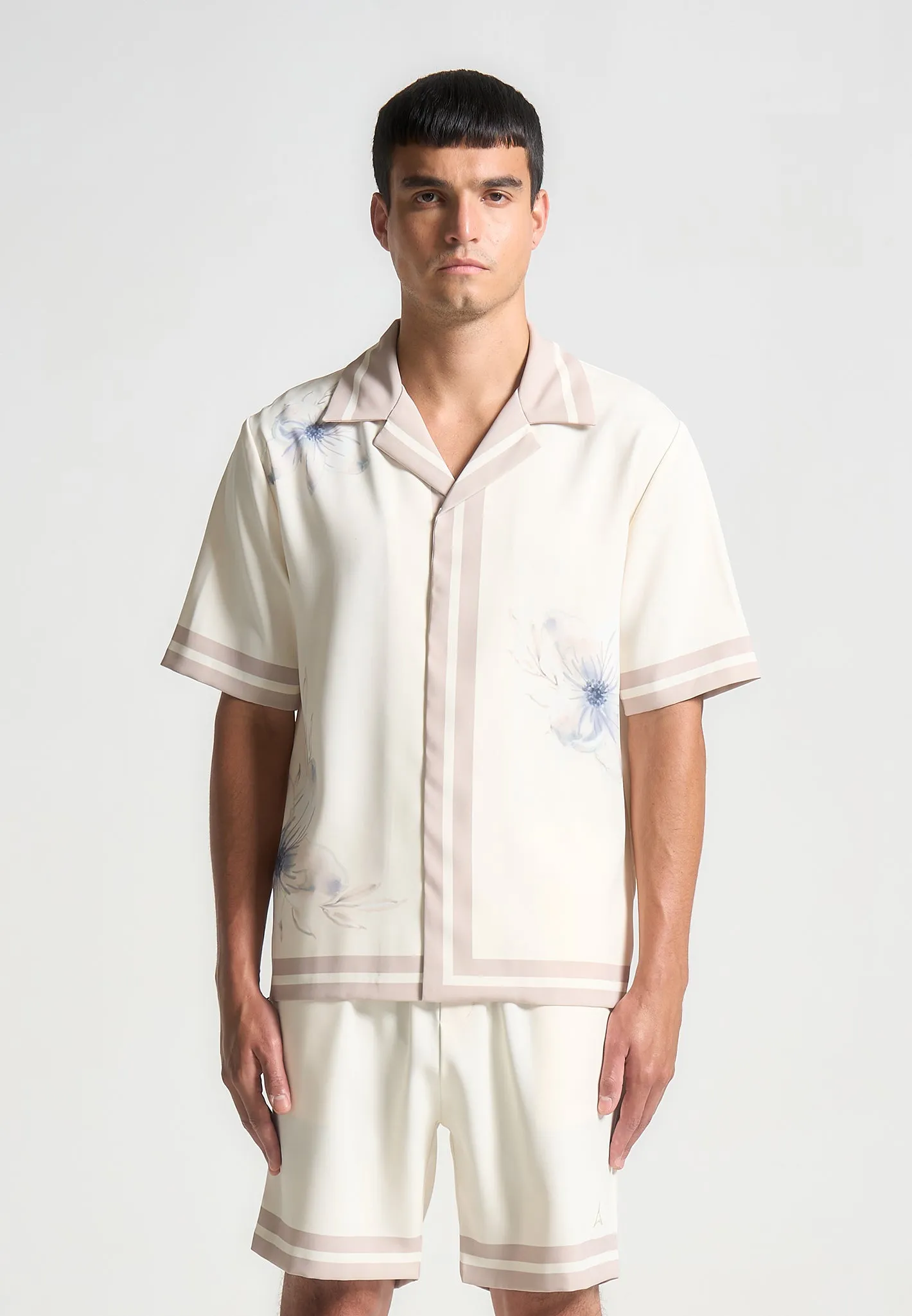 Floral Border Resort Shirt - Cream sold by Maniere De Voir