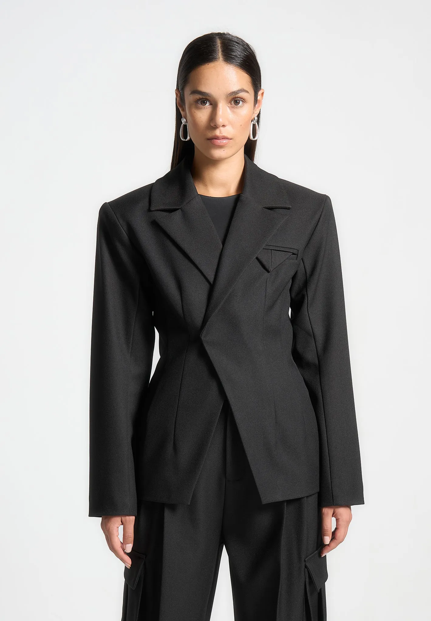 Tailored Countour Double Breasted Blazer - Black sold by Maniere De Voir product image thumbnail 2