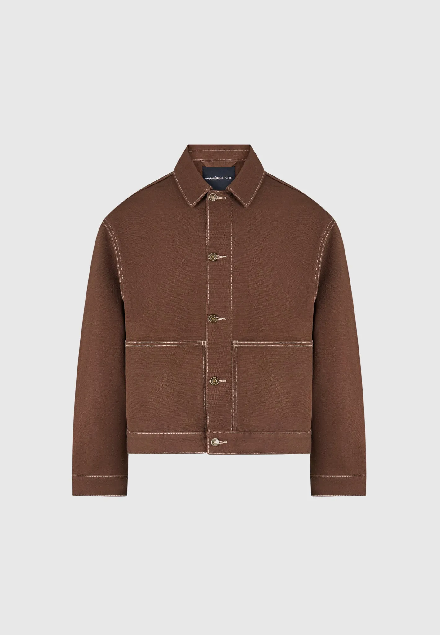 Contrast Stitch Carpenter Jacket - Brown sold by Maniere De Voir product image thumbnail 2