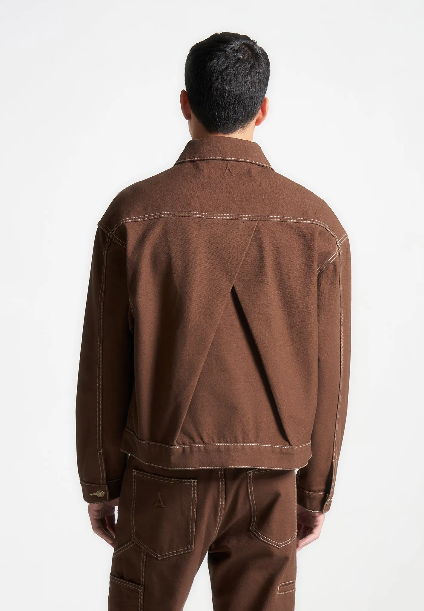 Contrast Stitch Carpenter Jacket - Brown sold by Maniere De Voir