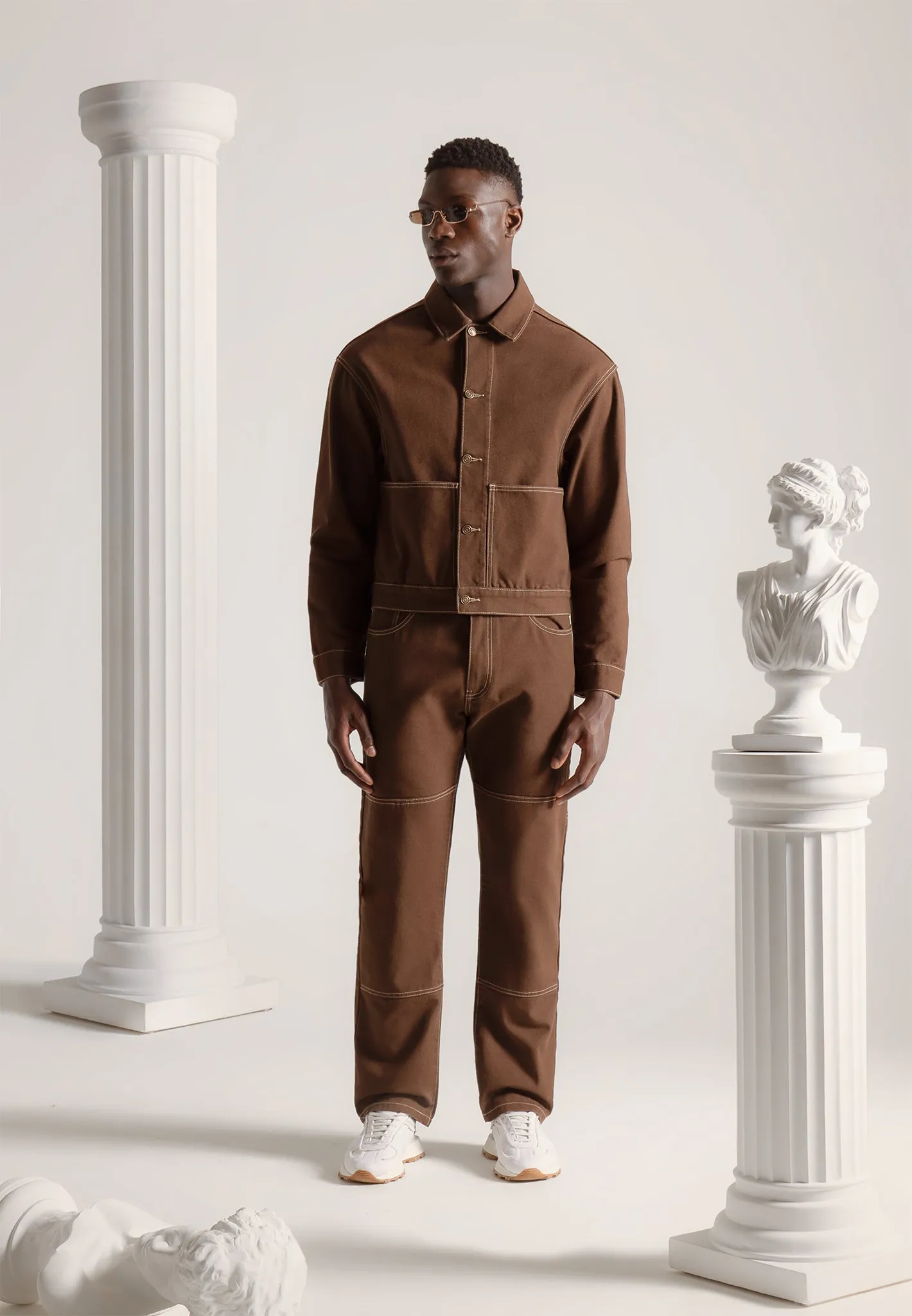 Contrast Stitch Carpenter Jacket - Brown sold by Maniere De Voir product image thumbnail 3