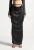 Satin Drape Belted Maxi Skirt - Black sold by Maniere De Voir