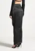 Satin Drape Belted Maxi Skirt - Black sold by Maniere De Voir