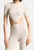 Knitted Backless Jumpsuit - Beige sold by Maniere De Voir