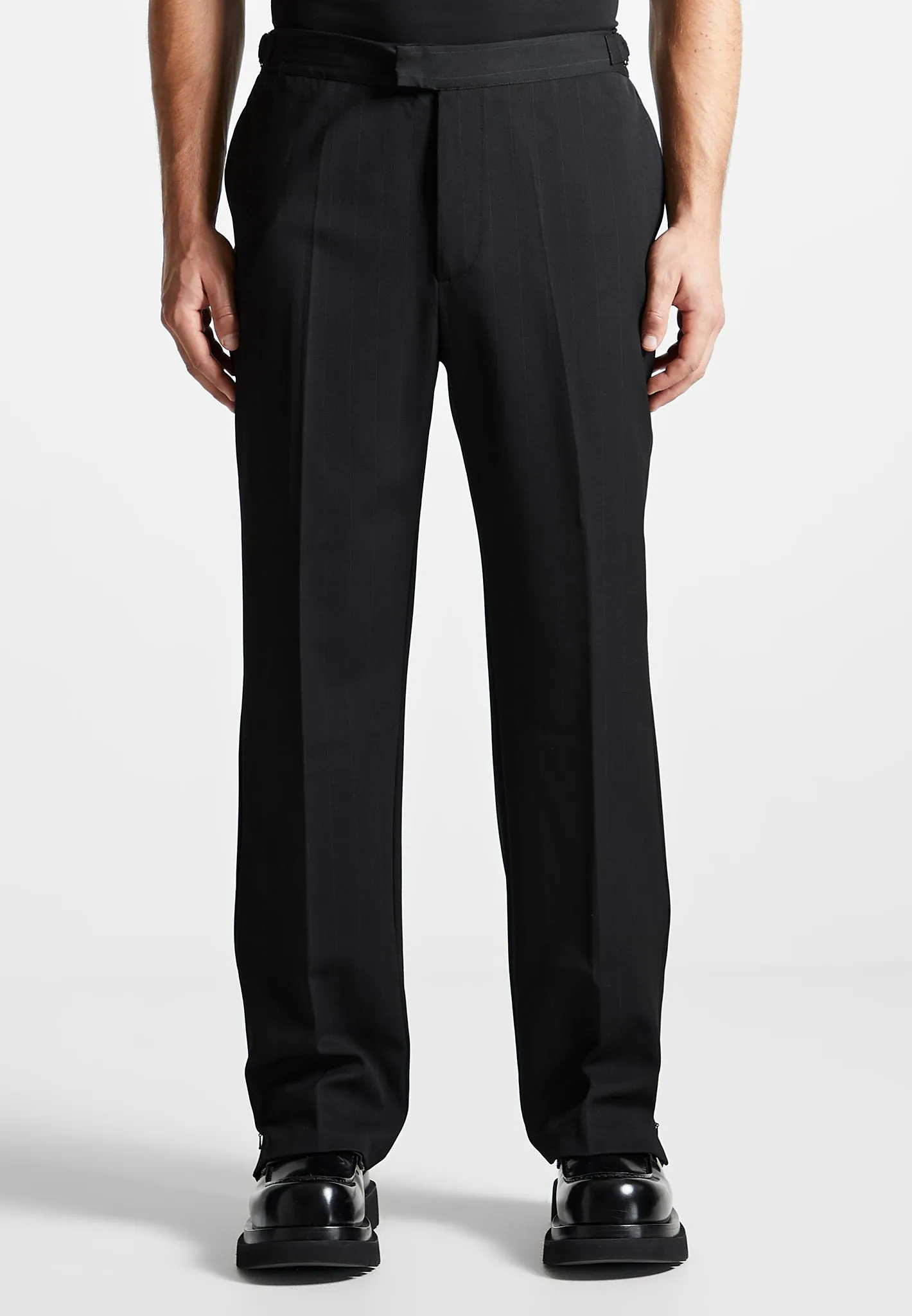 Pinstripe Tailored Trousers - Black sold by Maniere De Voir product image thumbnail 4