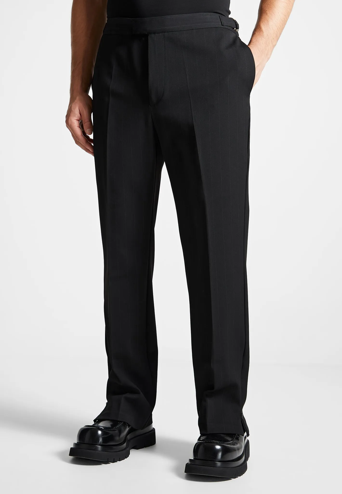 Pinstripe Tailored Trousers - Black sold by Maniere De Voir product image thumbnail 5