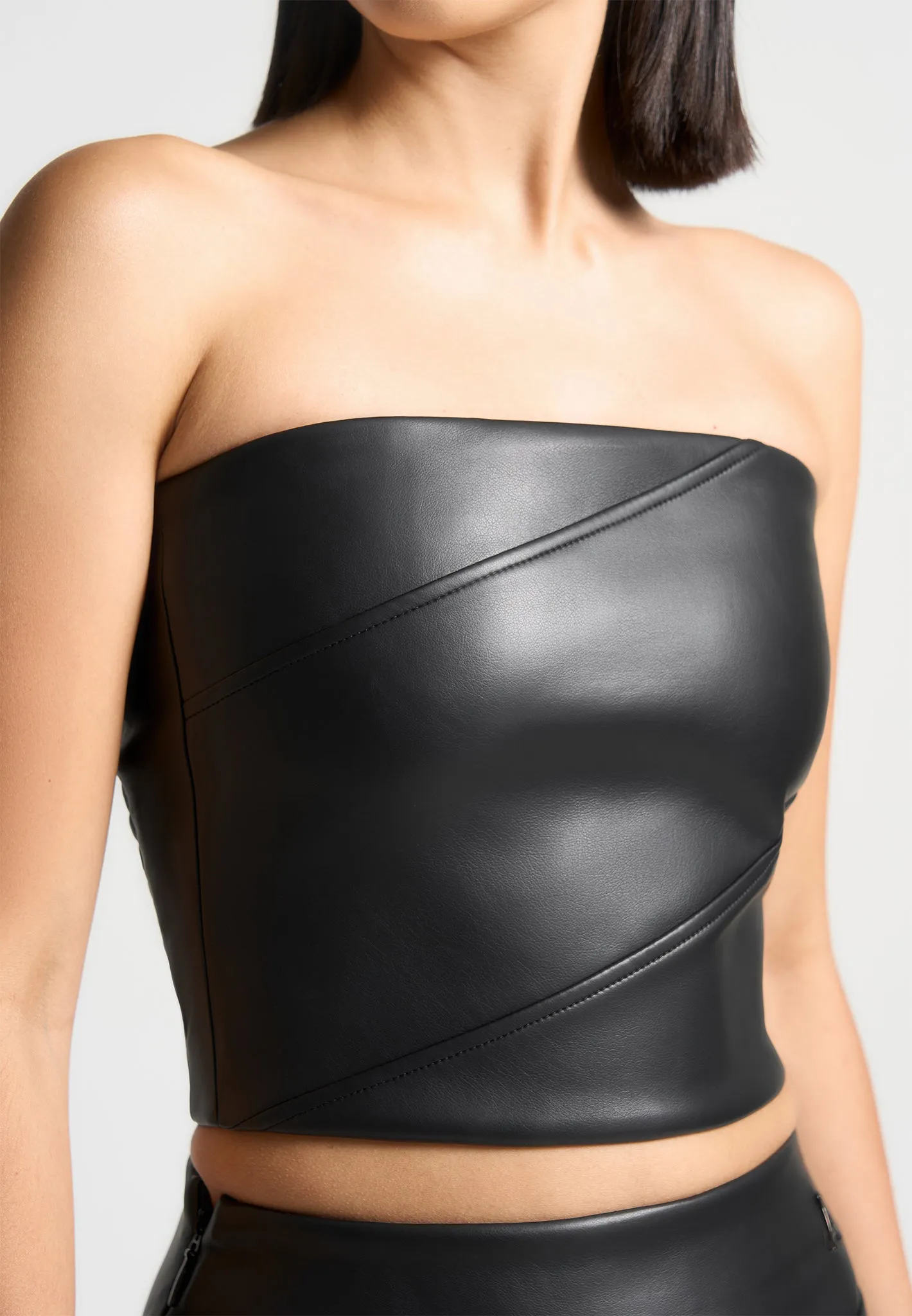 Bandeau Leather Corset Top - Black sold by Maniere De Voir