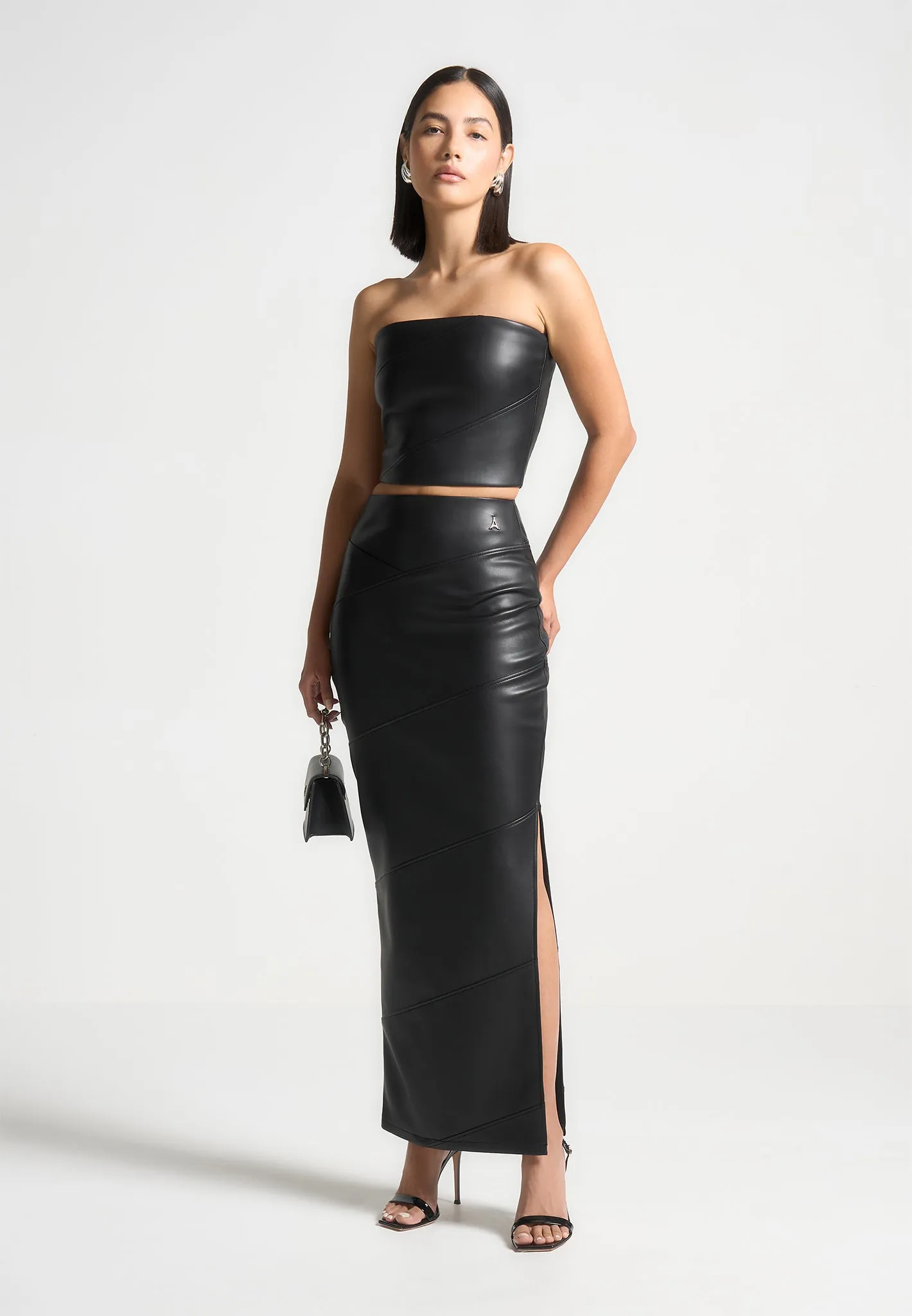 Bandeau Leather Corset Top - Black sold by Maniere De Voir product image thumbnail 2