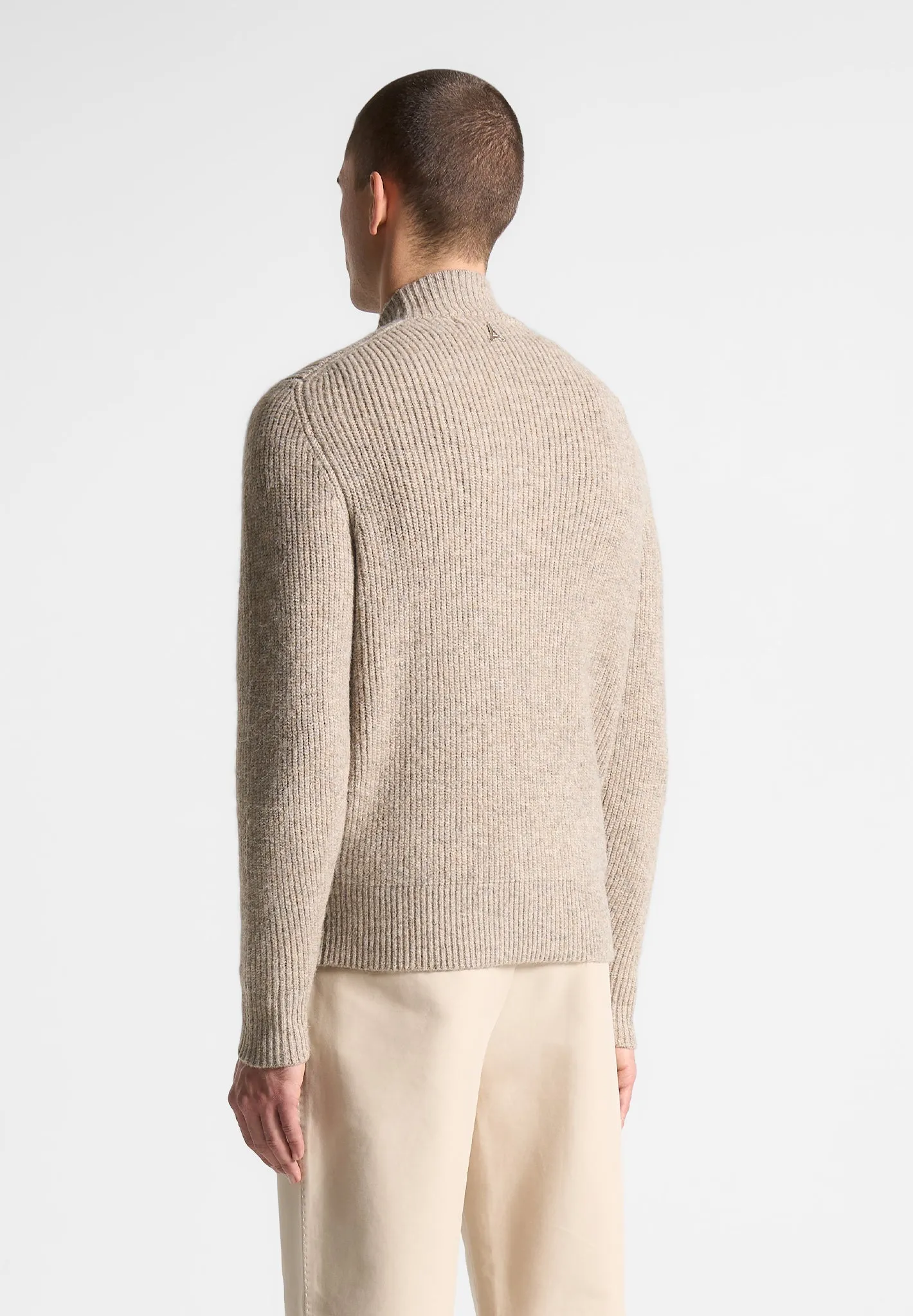 Double Breasted Brushed Knit Cardigan - Taupe sold by Maniere De Voir product image thumbnail 5
