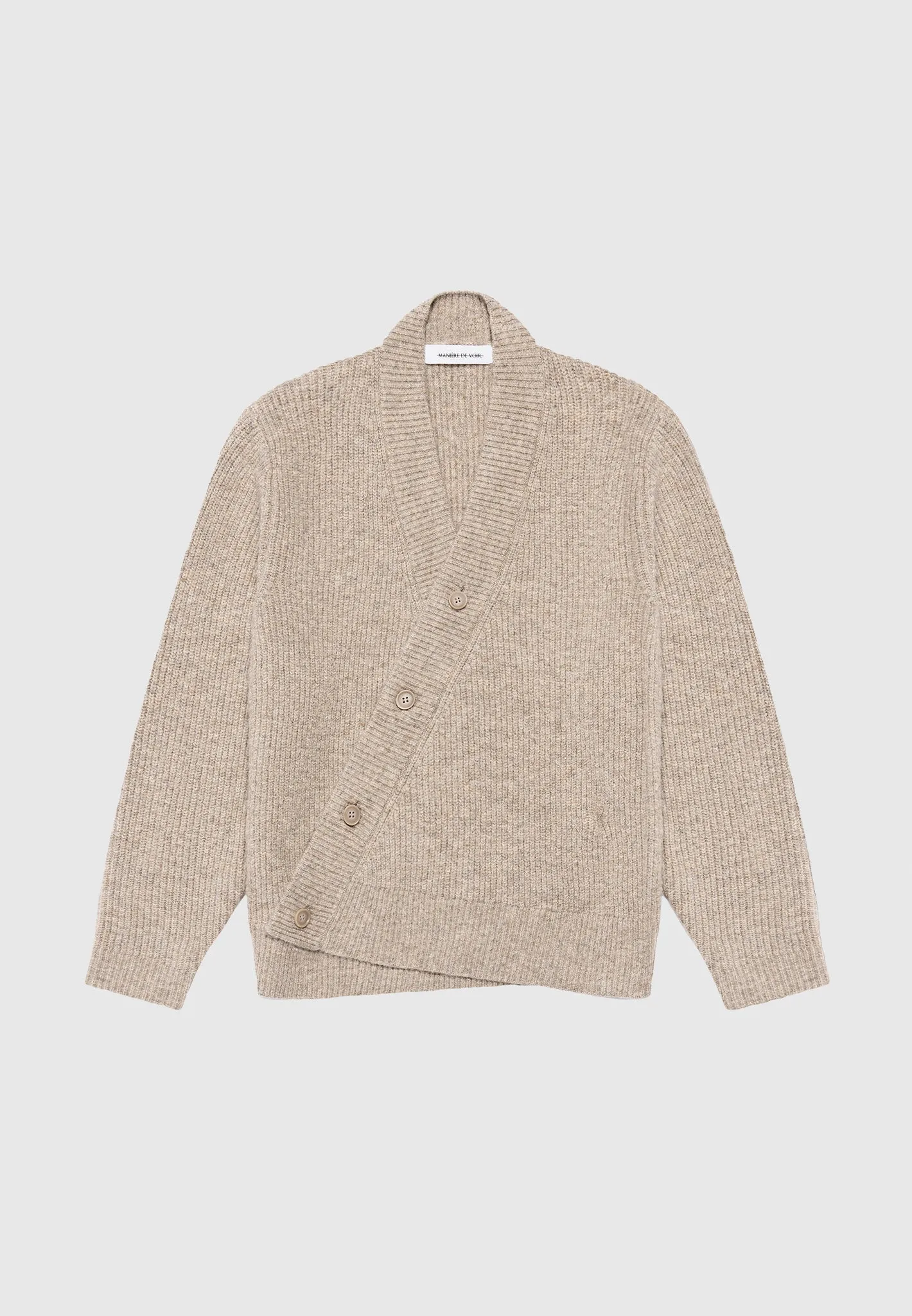 Double Breasted Brushed Knit Cardigan - Taupe sold by Maniere De Voir product image thumbnail 2