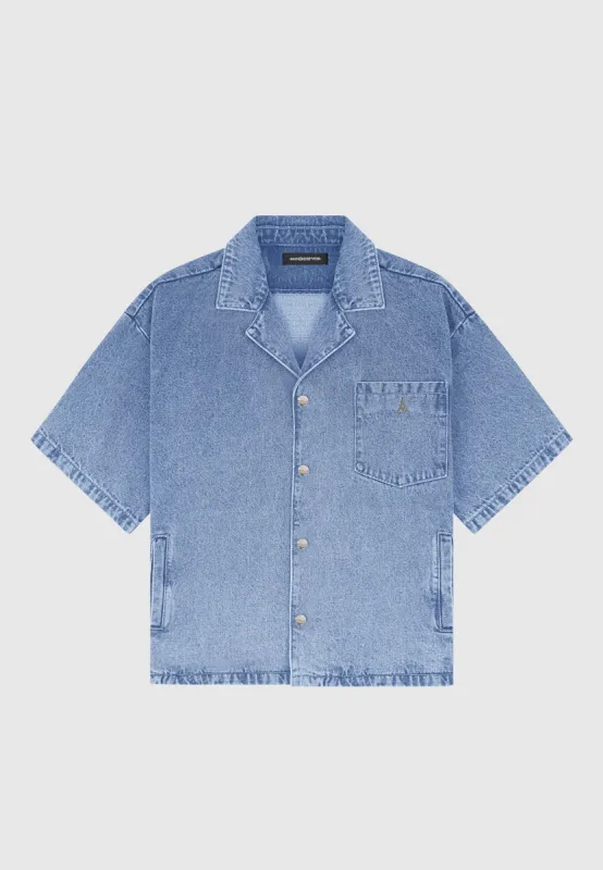 Boxy Denim Shirt - Mid Blue sold by Maniere De Voir