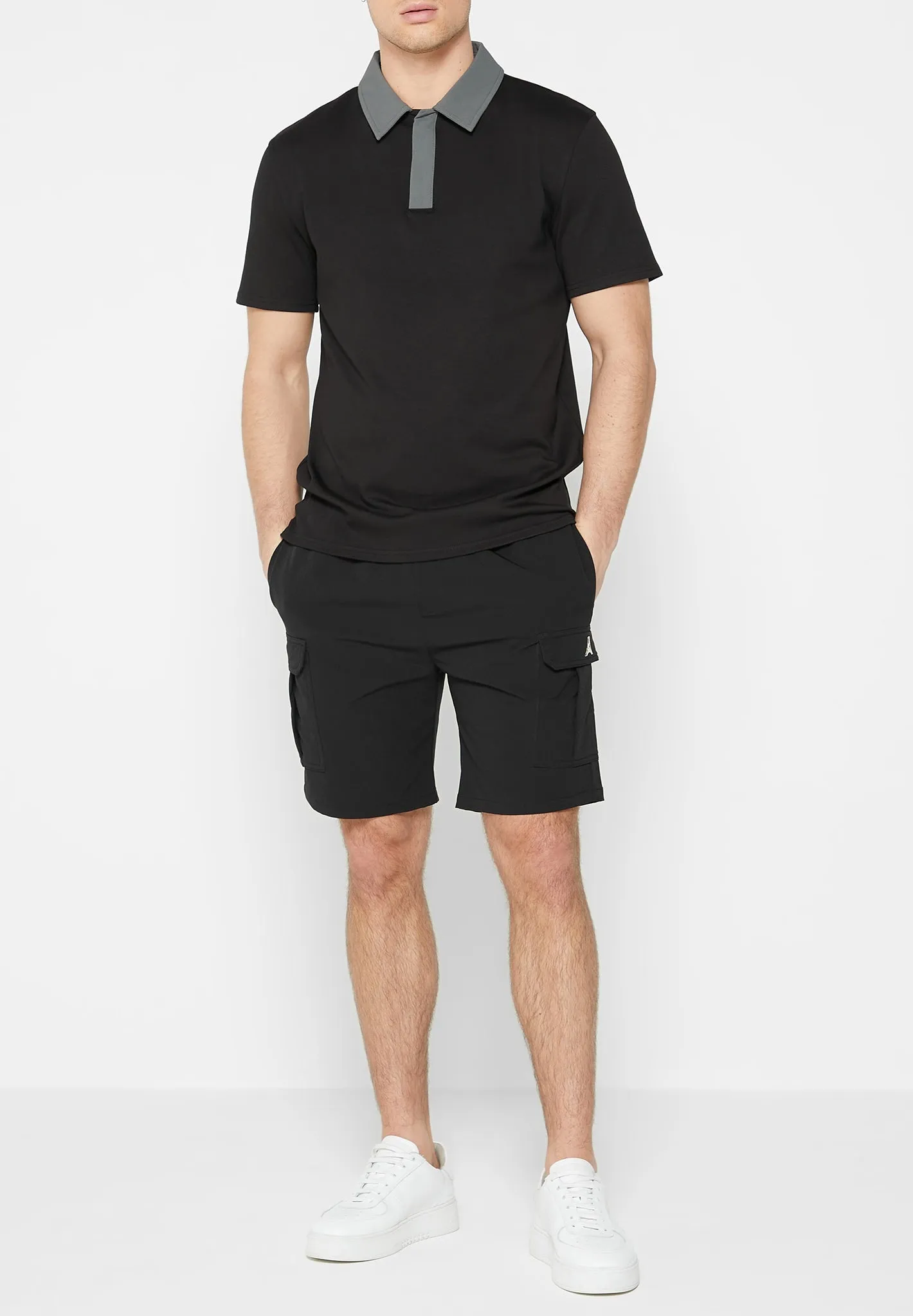 Contrast Collar Polo Shirt - Black sold by Maniere De Voir product image thumbnail 4