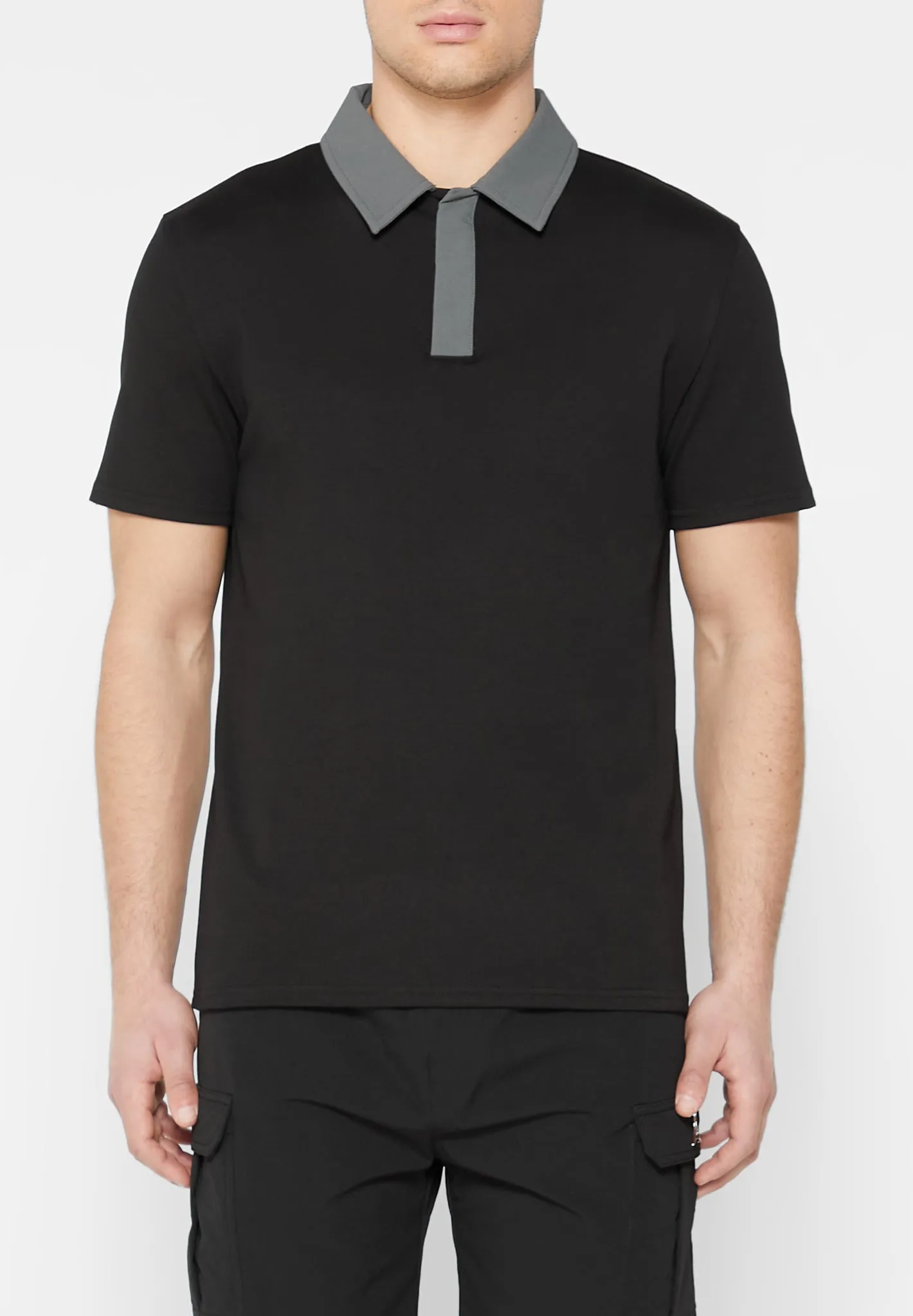 Contrast Collar Polo Shirt - Black sold by Maniere De Voir product image thumbnail 3