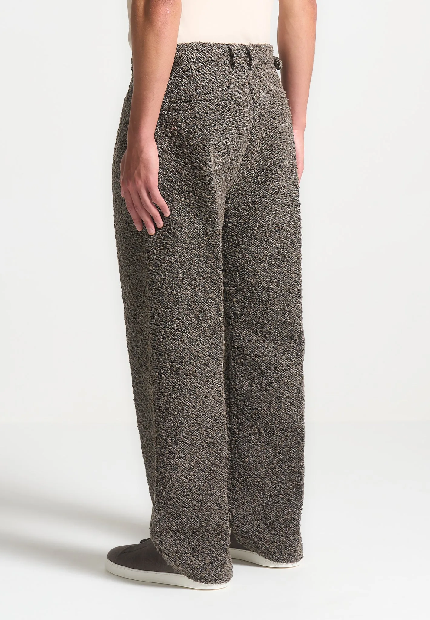 Relaxed Fit Boucle Pleated Tailored Trousers - Brown sold by Maniere De Voir product image thumbnail 4