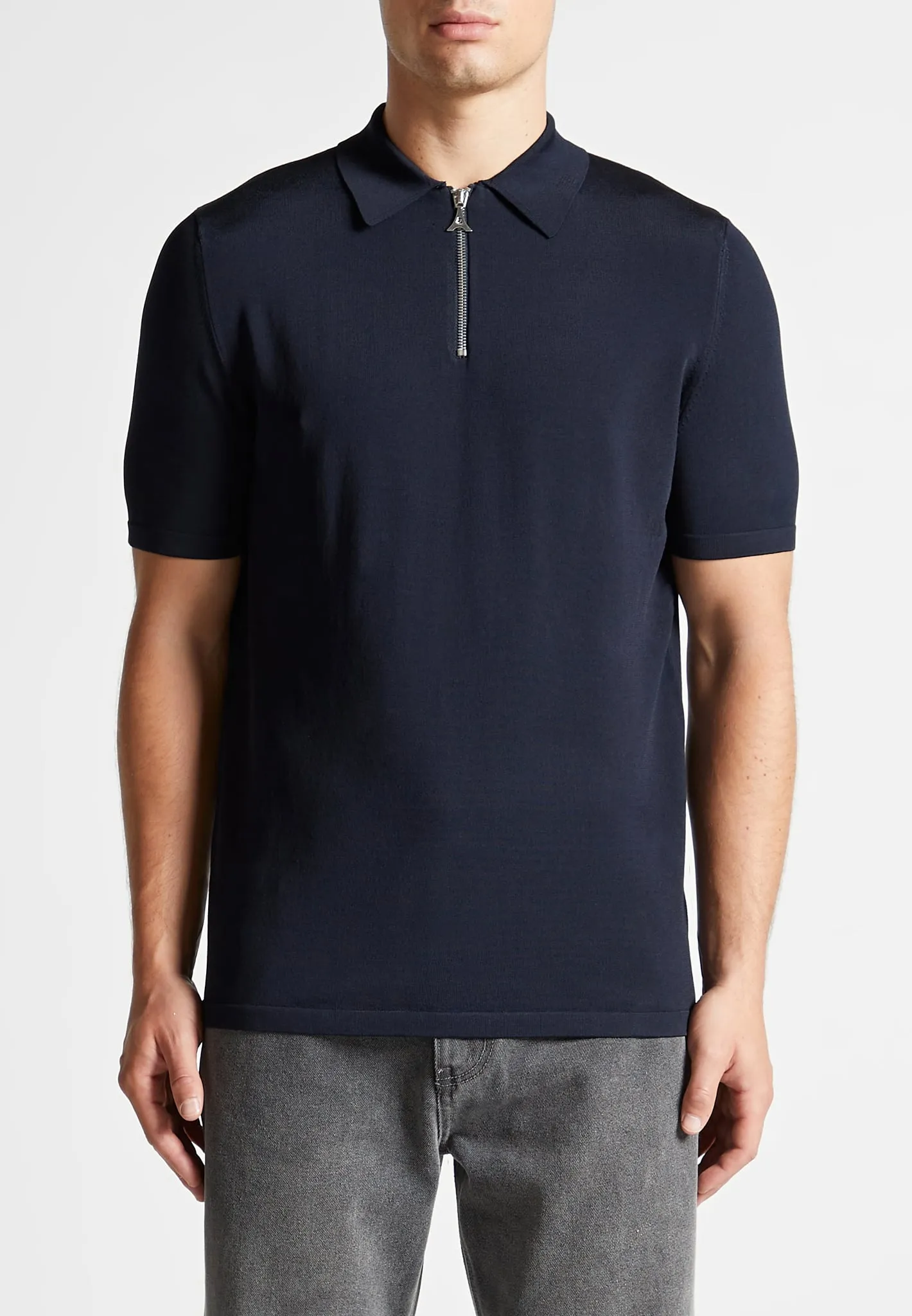 Luxe Polo Top With Zip - Navy sold by Maniere De Voir product image thumbnail 3