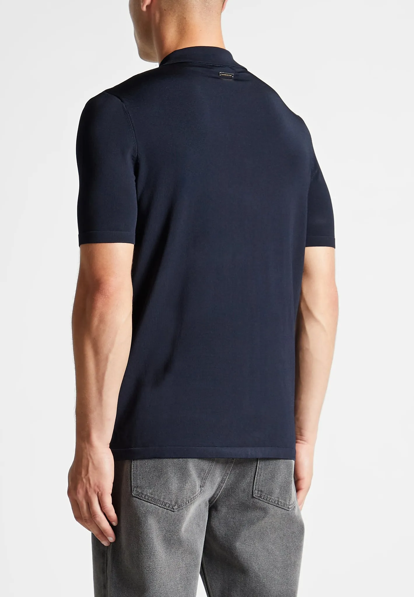 Luxe Polo Top With Zip - Navy sold by Maniere De Voir product image thumbnail 5