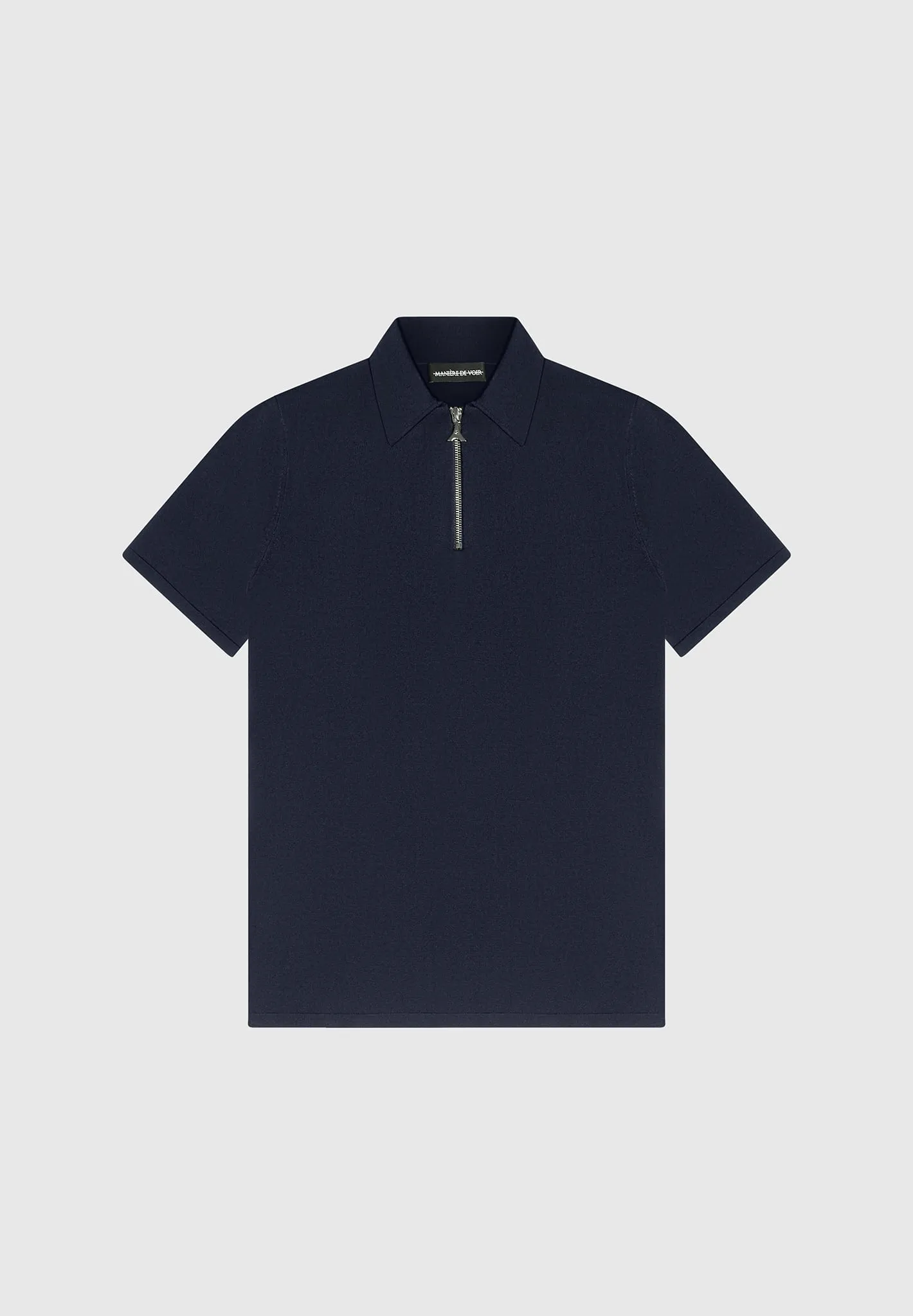 Luxe Polo Top With Zip - Navy sold by Maniere De Voir product image thumbnail 2
