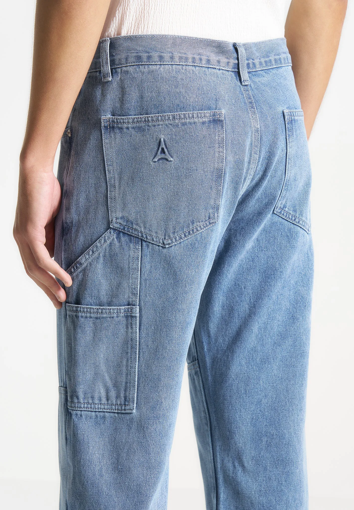 Contrast Stitch Carpenter Jean - Mid Blue sold by Maniere De Voir product image thumbnail 4