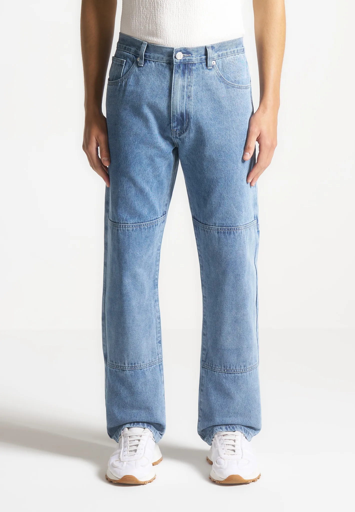 Contrast Stitch Carpenter Jean - Mid Blue sold by Maniere De Voir product image thumbnail 3