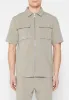 Tailored Zip Through Shirt - Khaki sold by Maniere De Voir