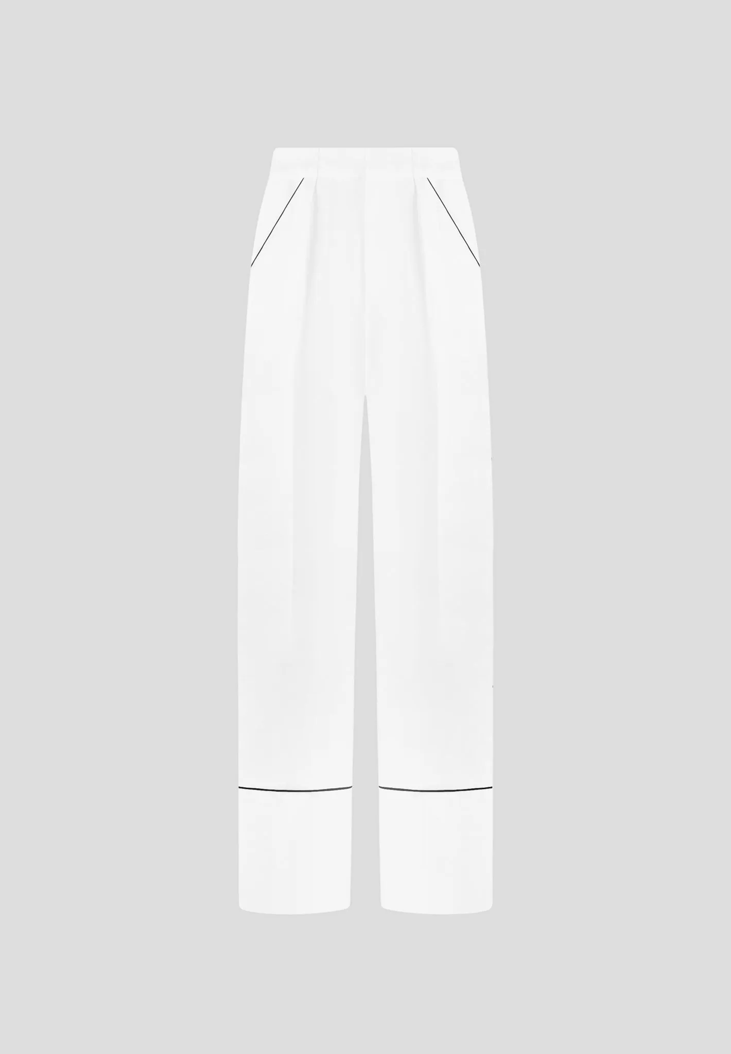 Mina - Contrast Piped Pleated Trousers - White/Black sold by Maniere De Voir product image thumbnail 5