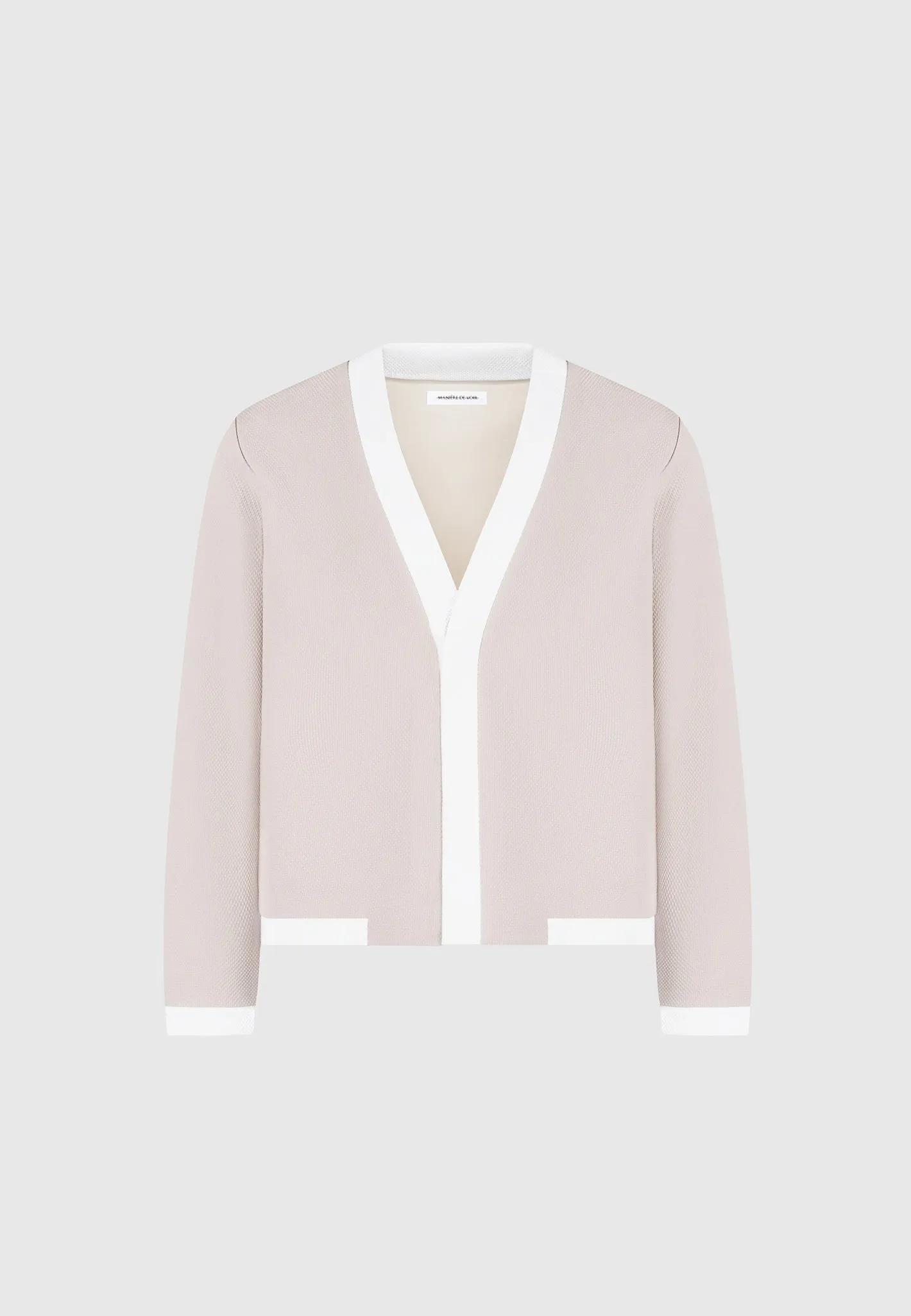 Clovis - Textured Contrast Cardigan - Stone/White sold by Maniere De Voir product image thumbnail 2