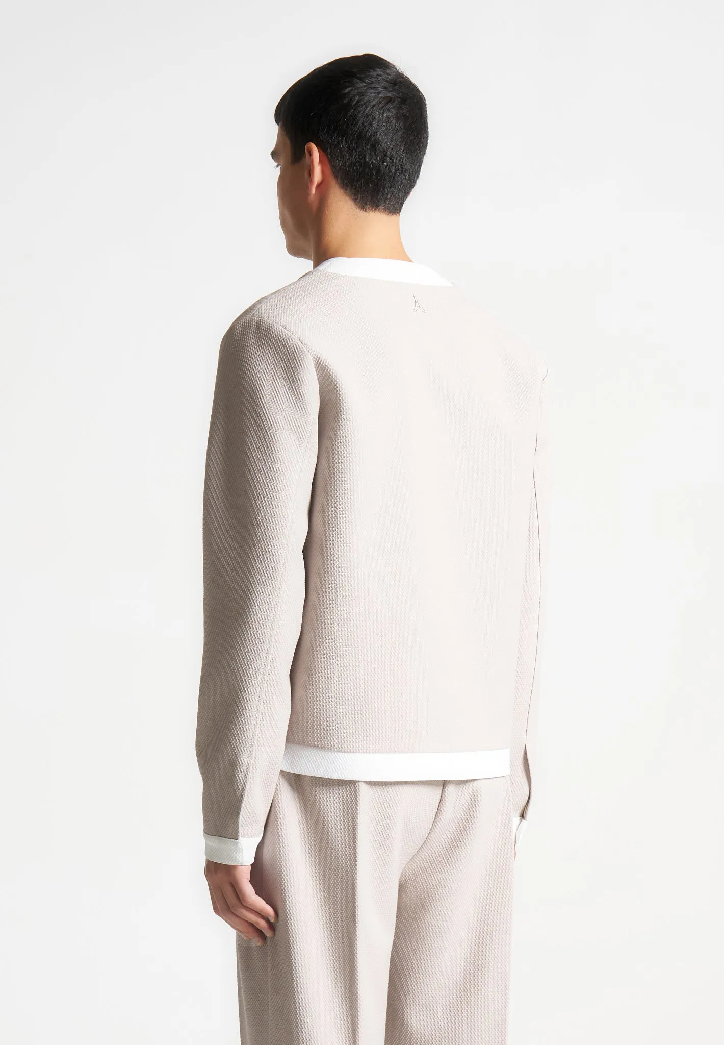 Clovis - Textured Contrast Cardigan - Stone/White sold by Maniere De Voir product image thumbnail 5