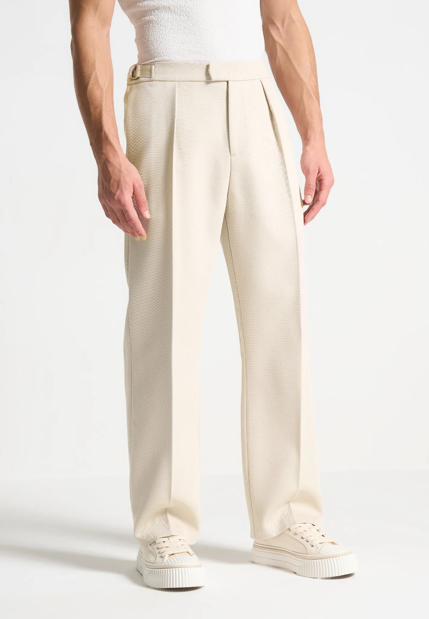 Textured Tailored Trousers - Cream sold by Maniere De Voir product image thumbnail 5