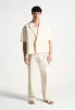 Relaxed Fit Twill Pleated Tailored Trousers - Cream sold by Maniere De Voir