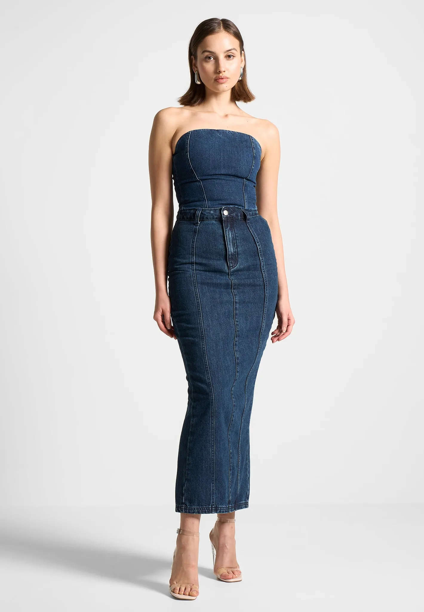Denim Midaxi Skirt - Indigo sold by Maniere De Voir
