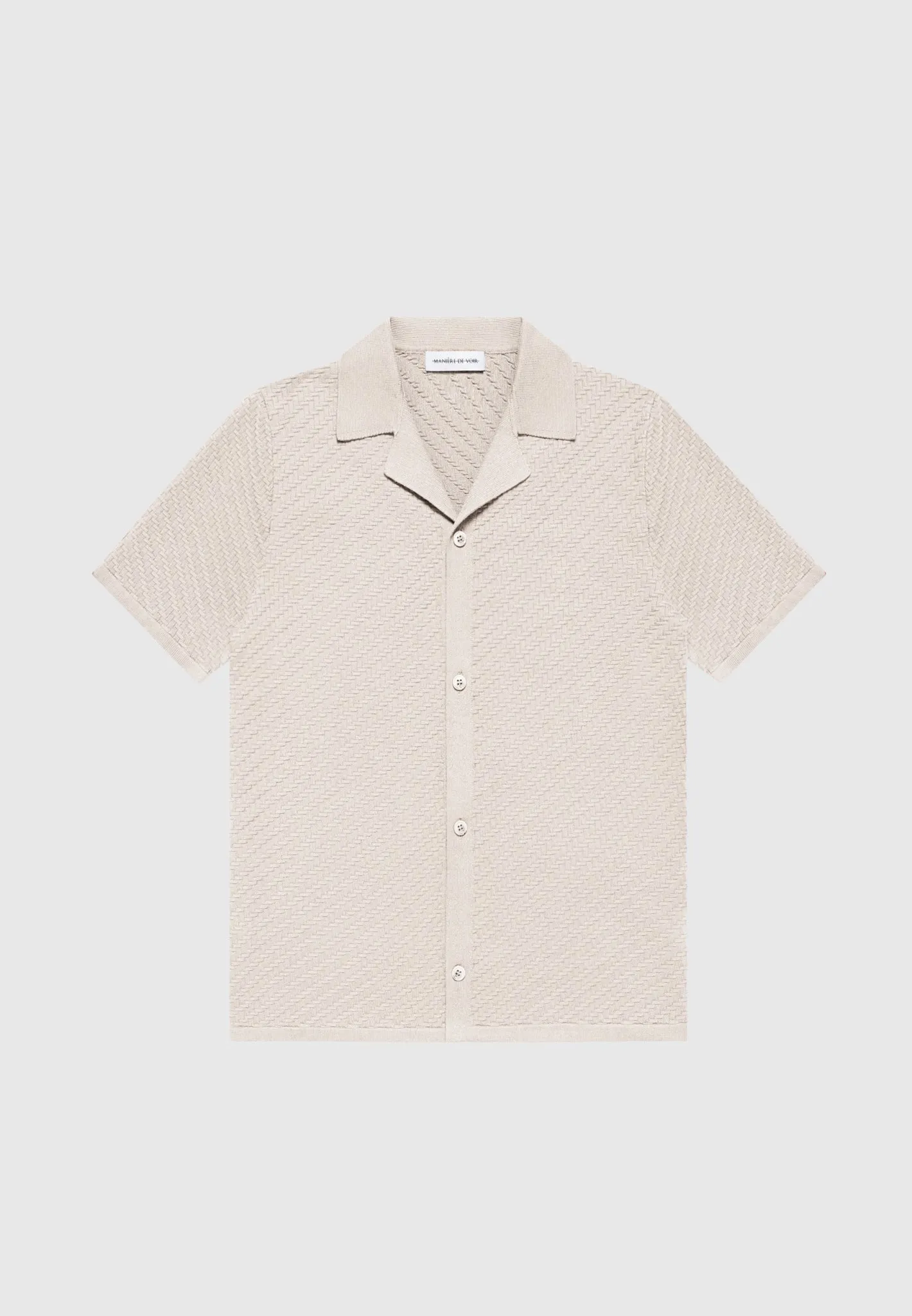 Herringbone Knit Revere Shirt - Taupe sold by Maniere De Voir product image thumbnail 2