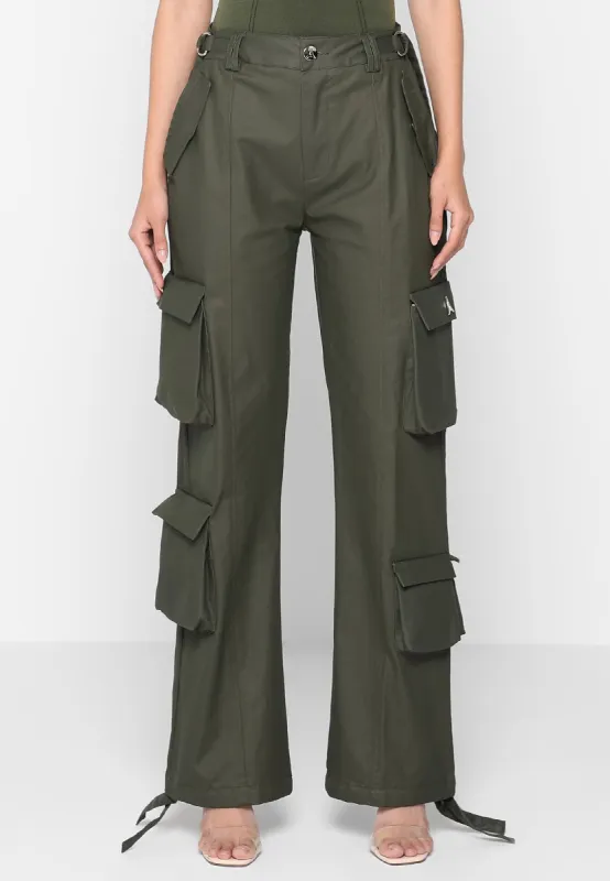 Mid Rise Waxed Cargo Pants - Khaki sold by Maniere De Voir
