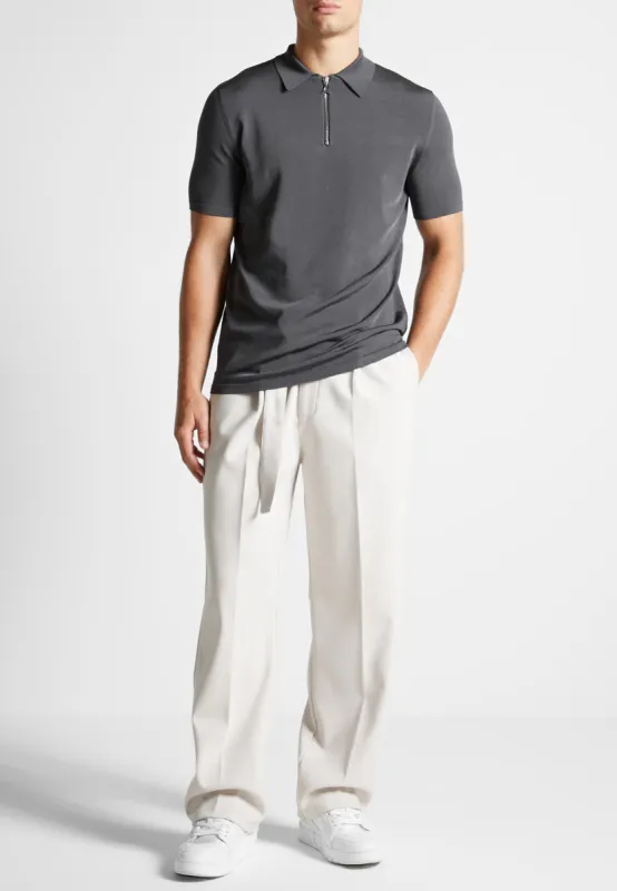 Luxe Polo Top With Zip - Grey sold by Maniere De Voir