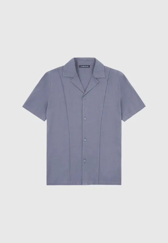 Linen Pintuck Shirt - Navy sold by Maniere De Voir