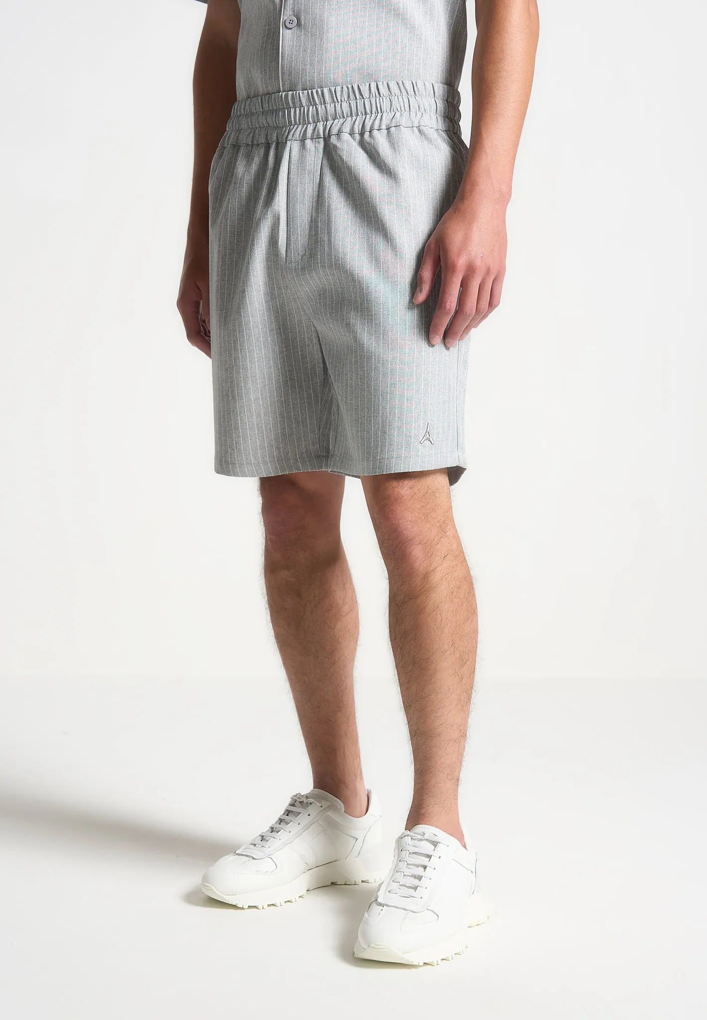 Pinstripe Shorts - Grey sold by Maniere De Voir product image thumbnail 5