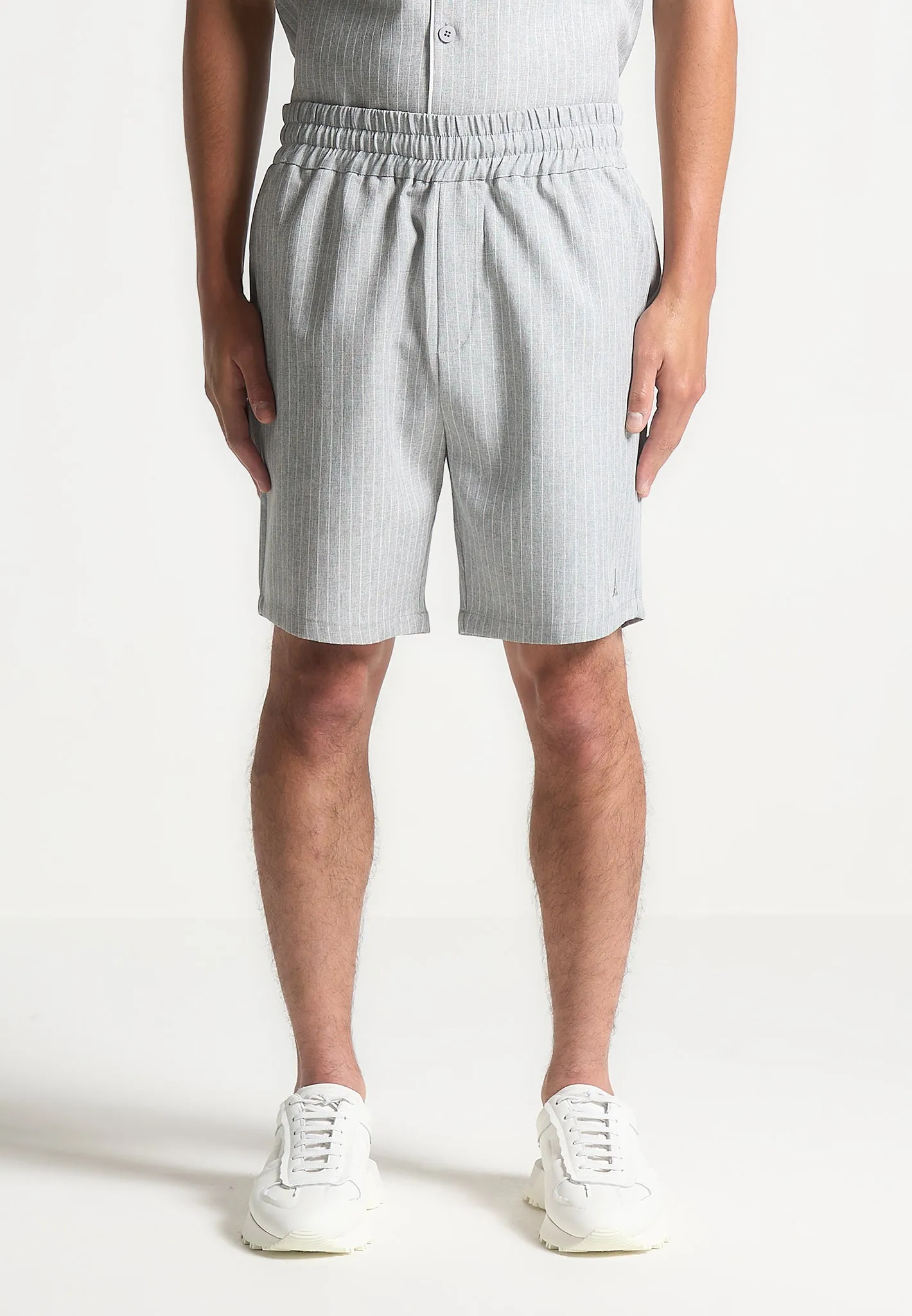Pinstripe Shorts - Grey sold by Maniere De Voir product image thumbnail 3