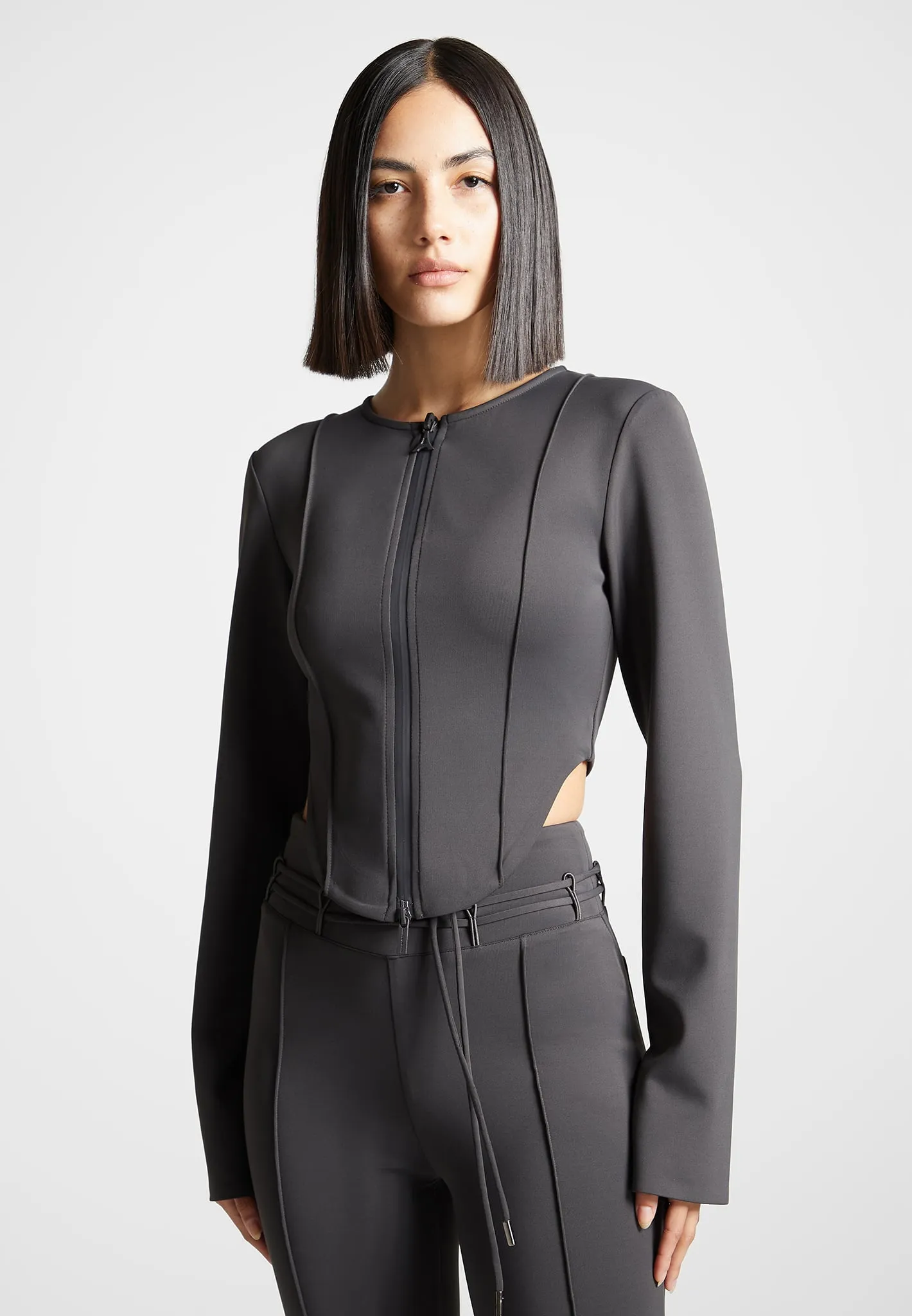 Neoprene Corset Jacket - Charcoal Grey sold by Maniere De Voir