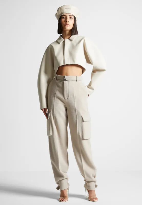 Wool Tailored Cargo Trousers - Beige sold by Maniere De Voir