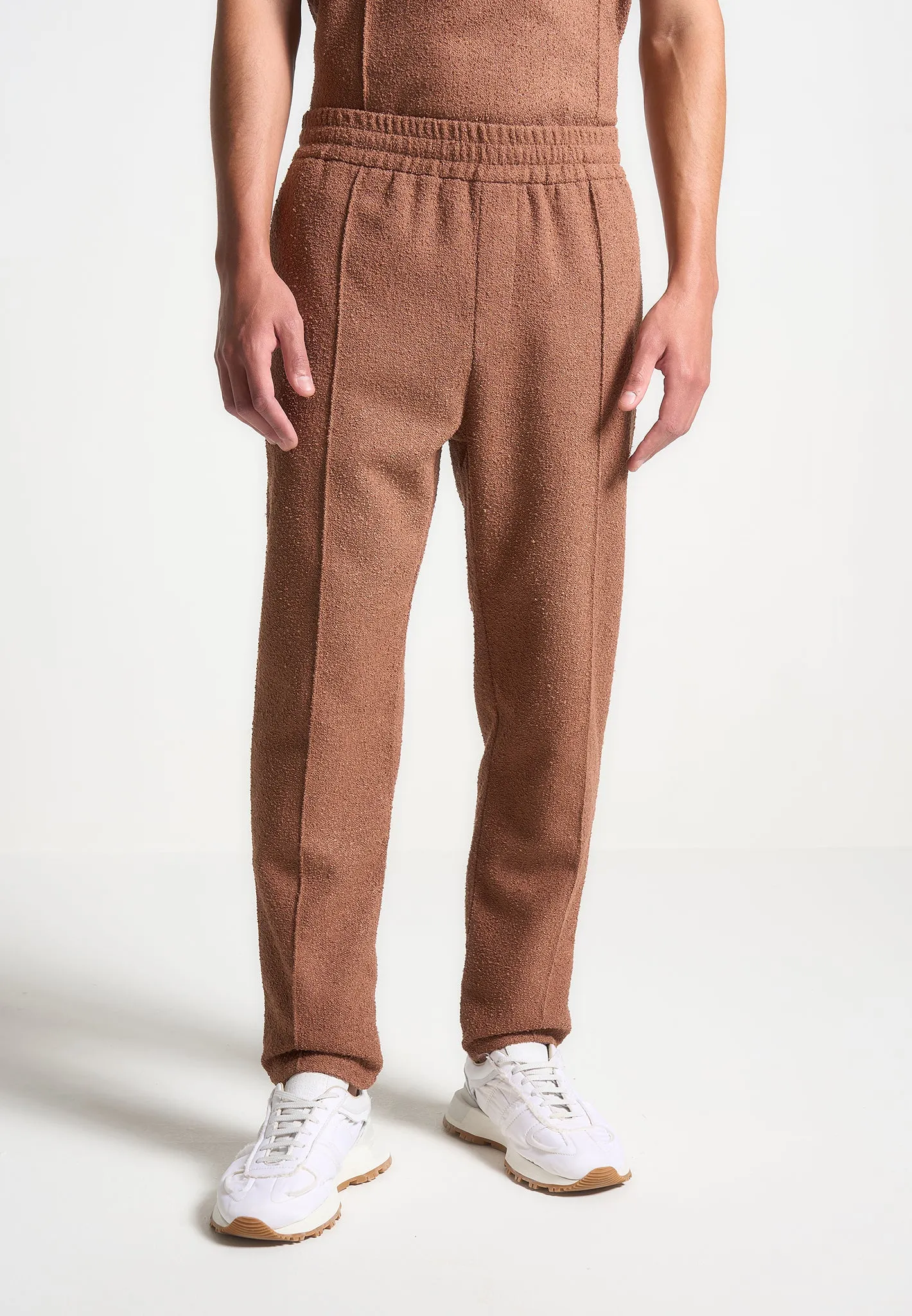 Boucle Pintuck Tapered Trousers - Fawn sold by Maniere De Voir