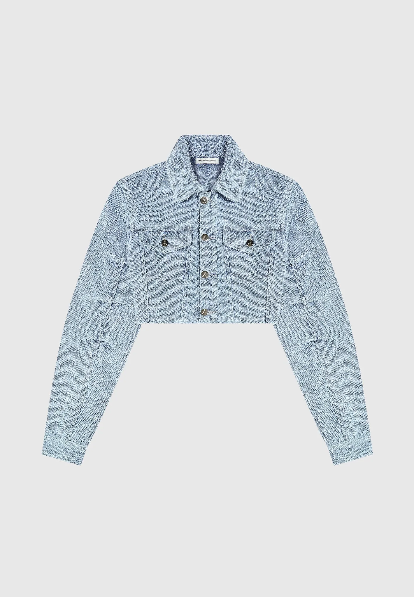 Catherine - Cropped Boucle Denim Jacket - Mid Blue sold by Maniere De Voir product image thumbnail 2