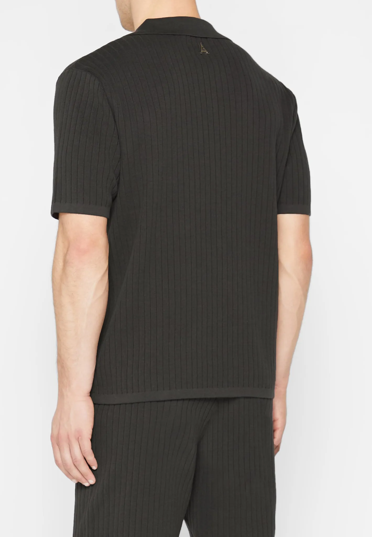 Ribbed Knit Revere Shirt - Grey sold by Maniere De Voir product image thumbnail 5