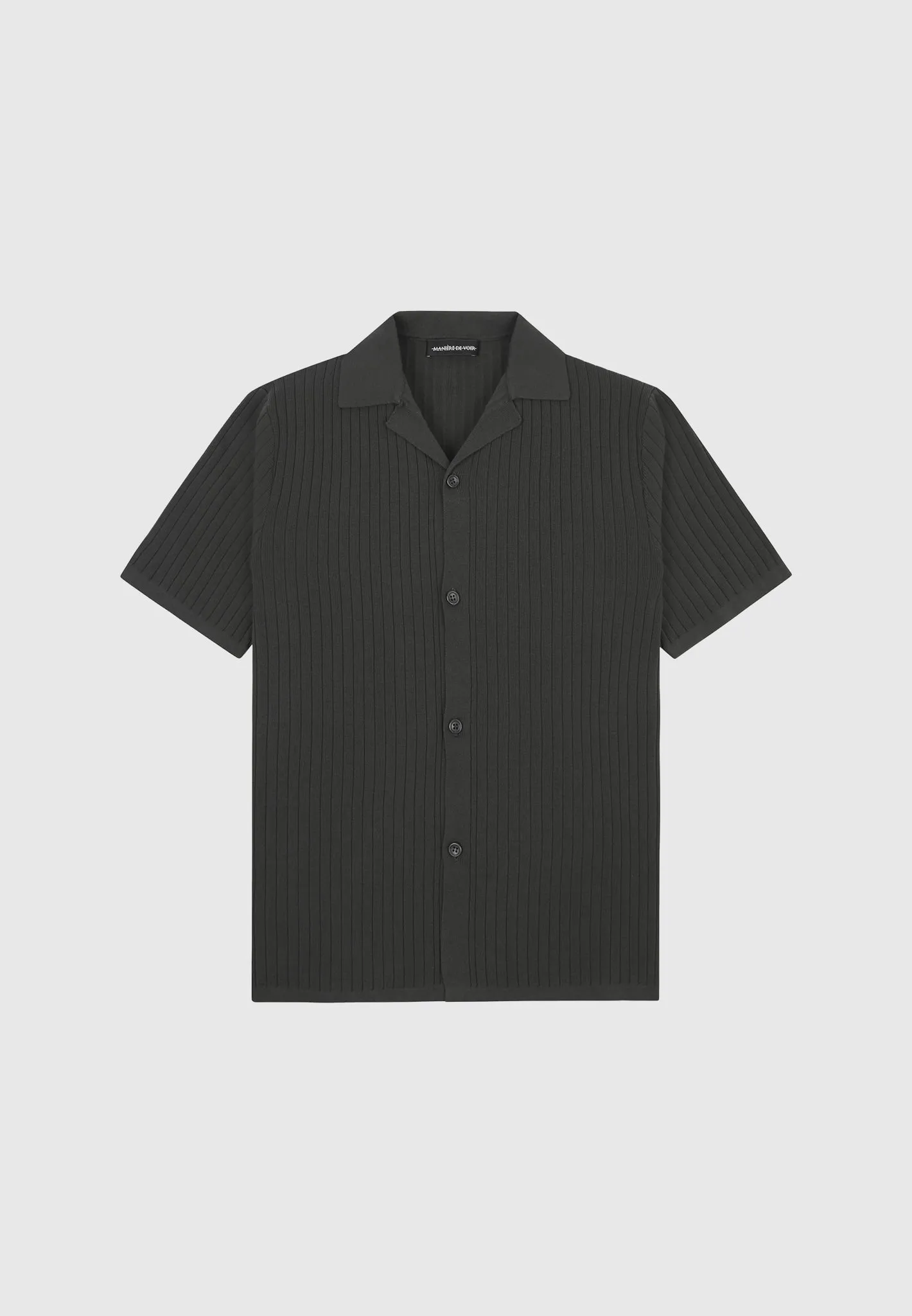 Ribbed Knit Revere Shirt - Grey sold by Maniere De Voir