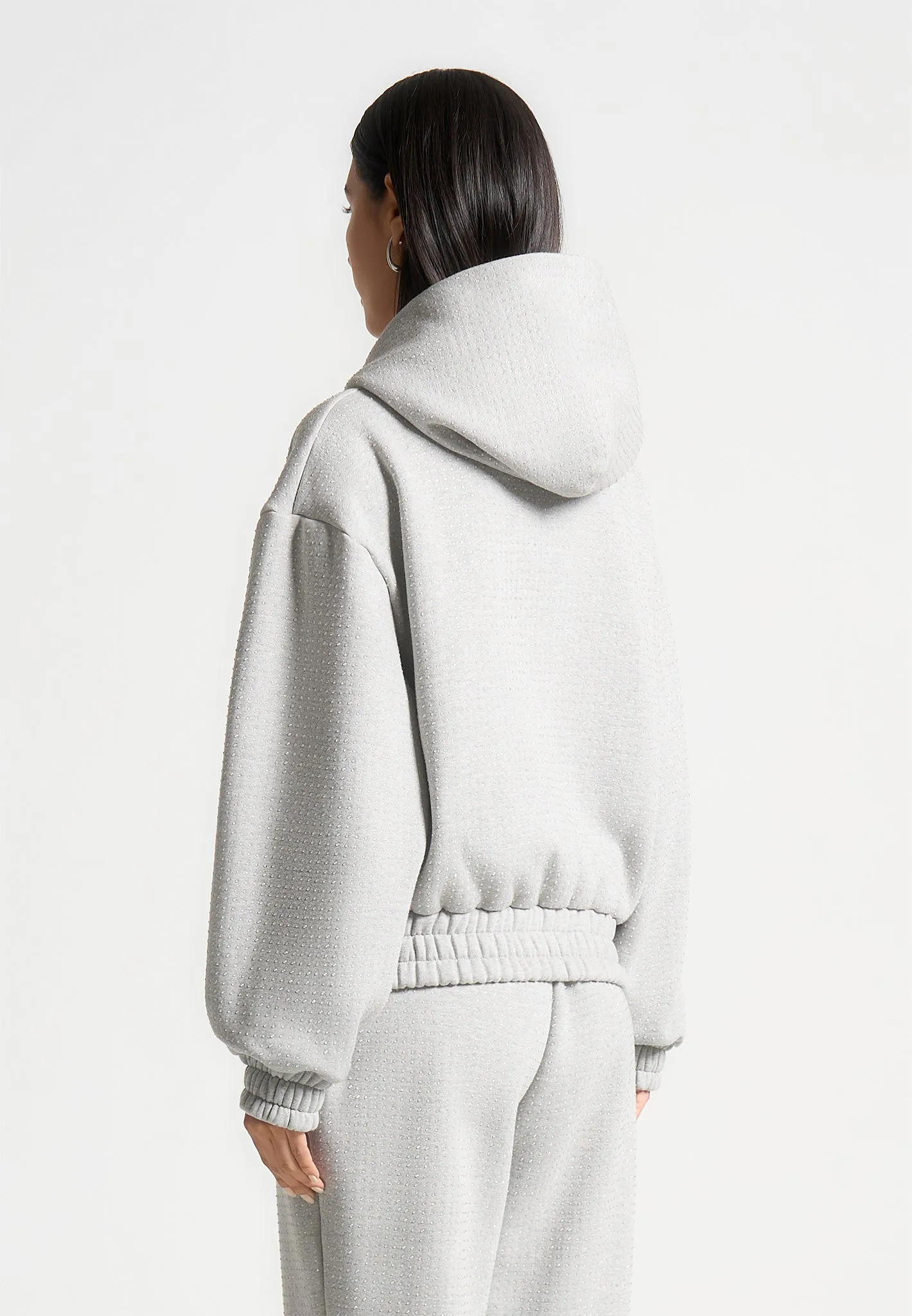 Rhinestone Zip Through Hoodie - Grey sold by Maniere De Voir product image thumbnail 3