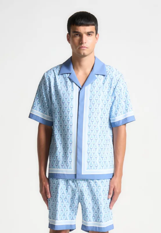 Eiffel Monogram Resort Shirt - Blue sold by Maniere De Voir