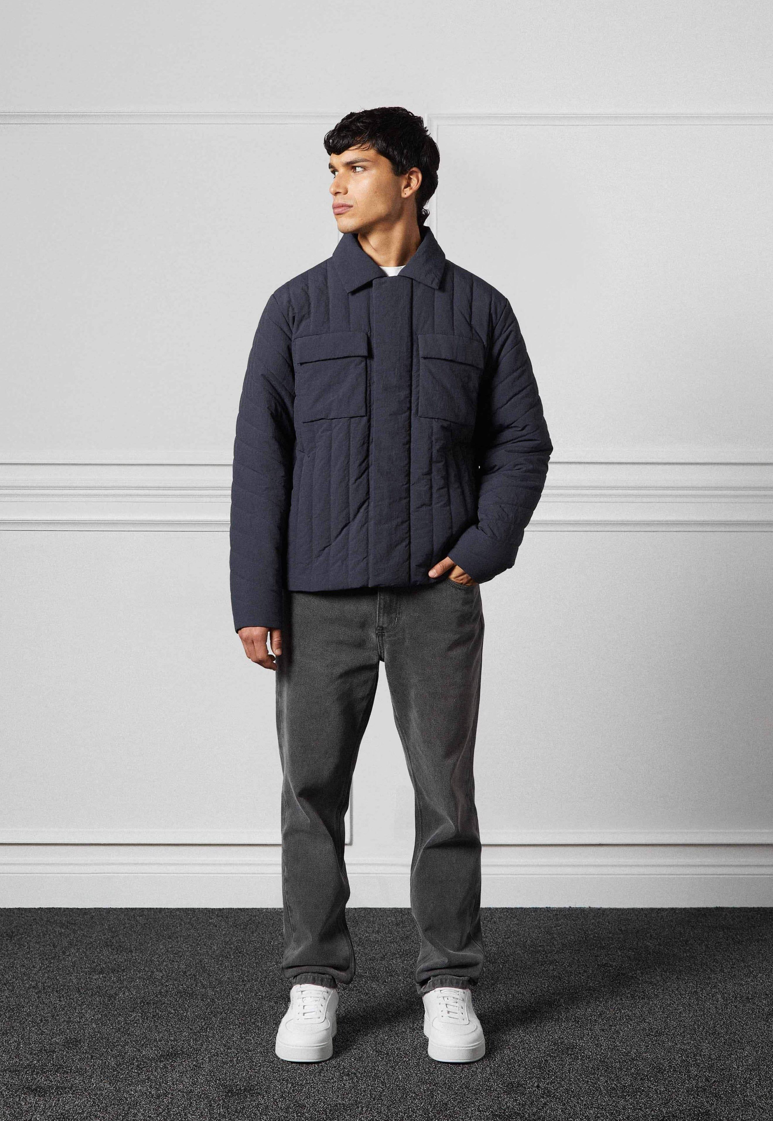 Quilted Harrington Jacket - Navy sold by Maniere De Voir product image thumbnail 2
