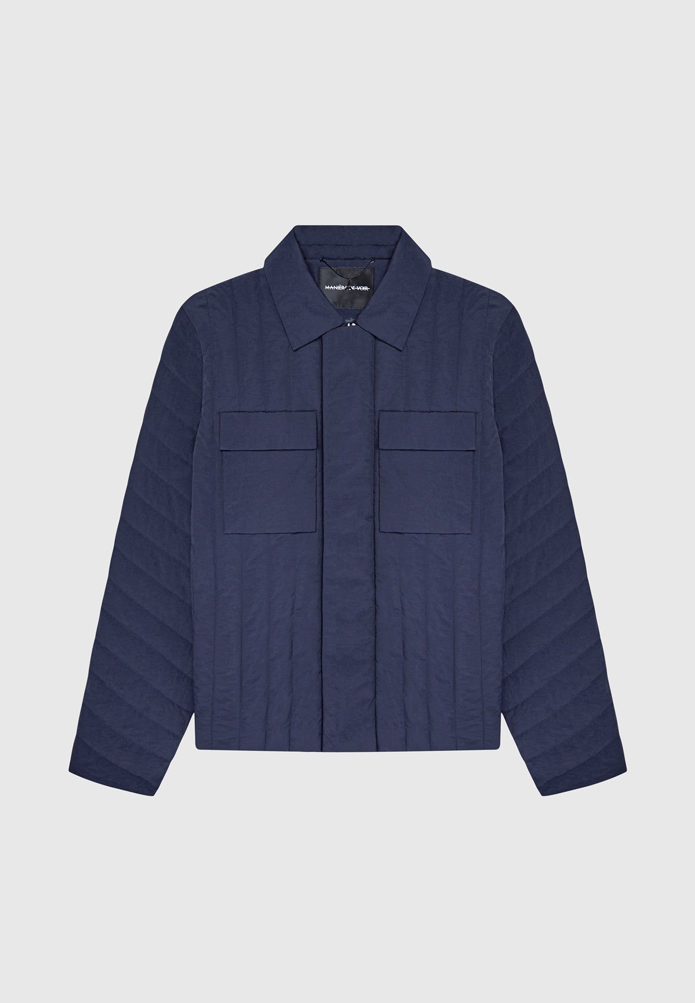 Quilted Harrington Jacket - Navy sold by Maniere De Voir
