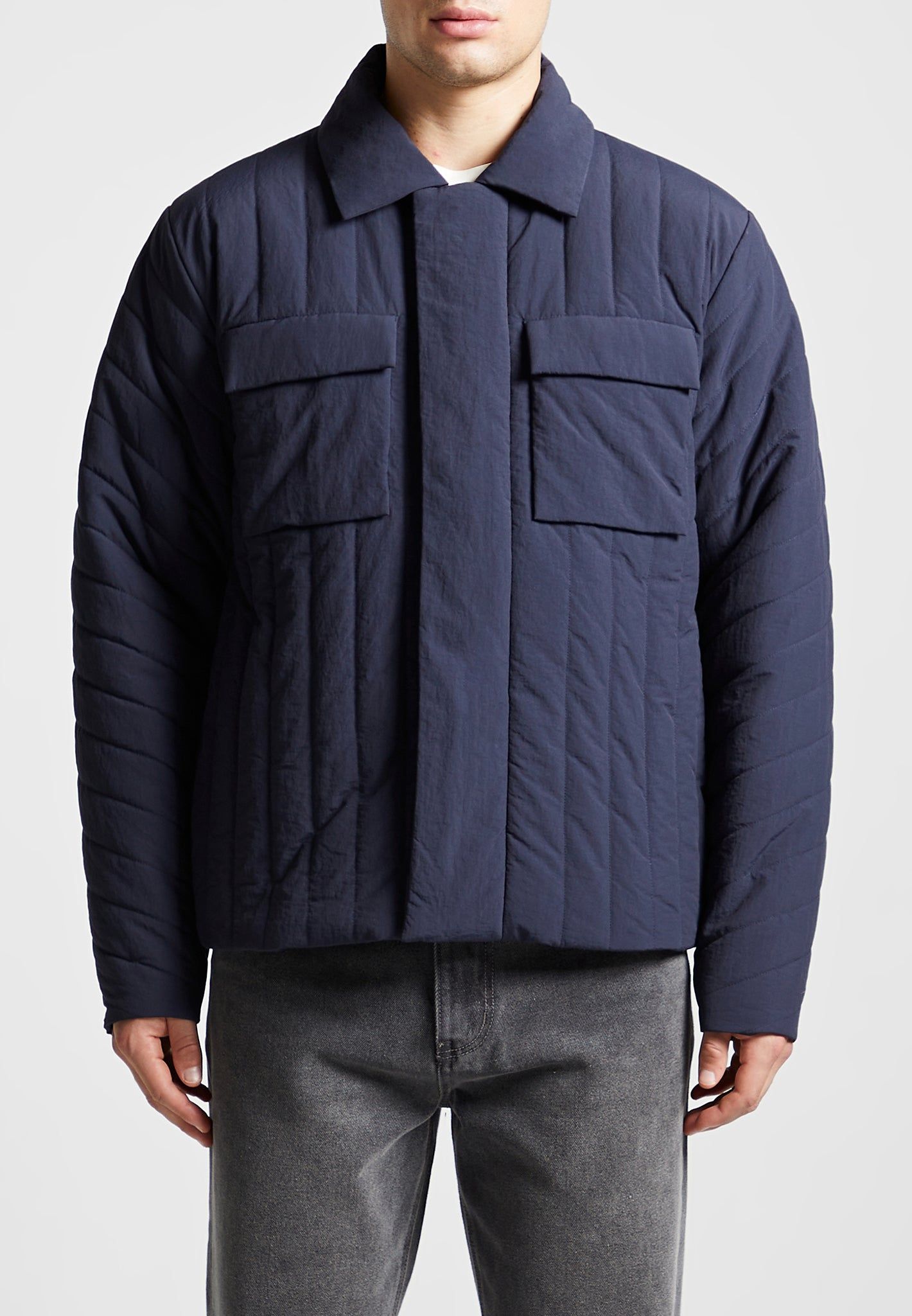 Quilted Harrington Jacket - Navy sold by Maniere De Voir product image thumbnail 4