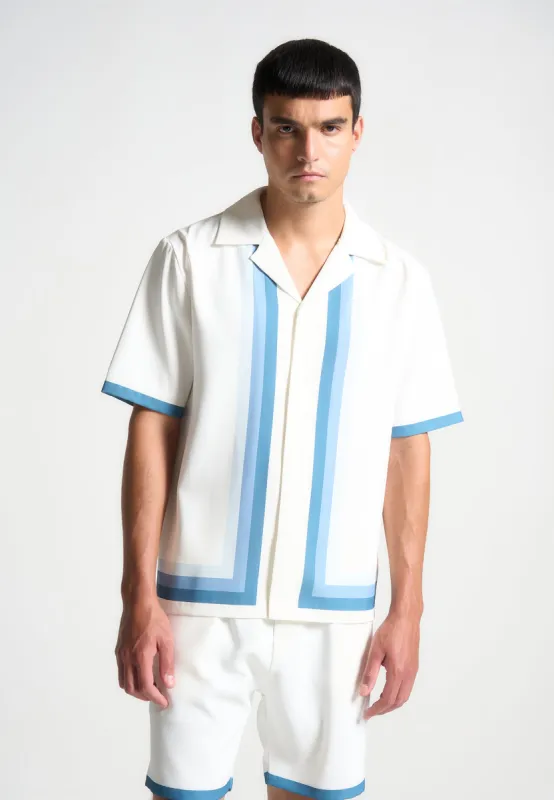 Nathan - Ombré Border Revere Shirt - White/Blue sold by Maniere De Voir