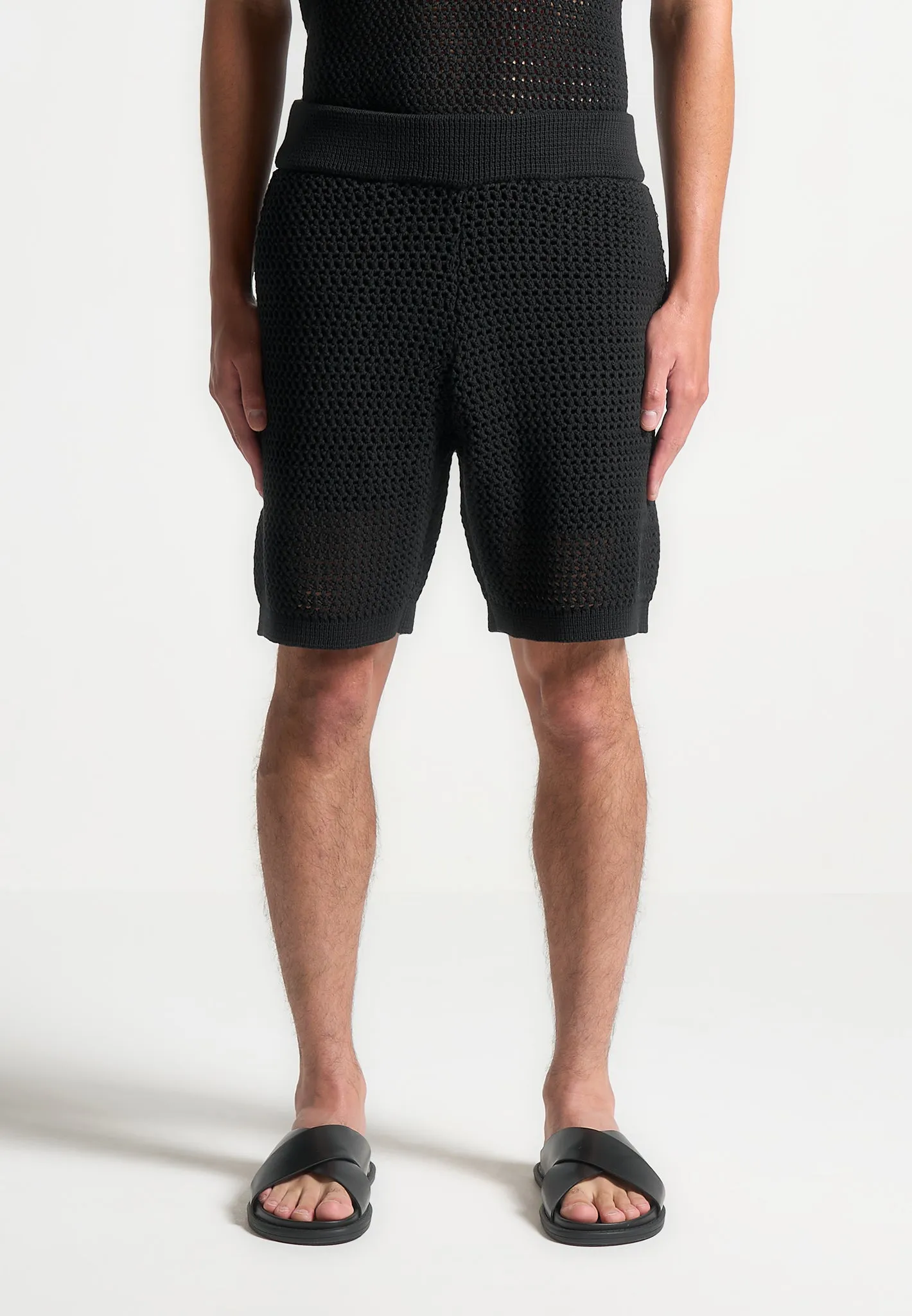 Crochet Knit Shorts - Black sold by Maniere De Voir product image thumbnail 4